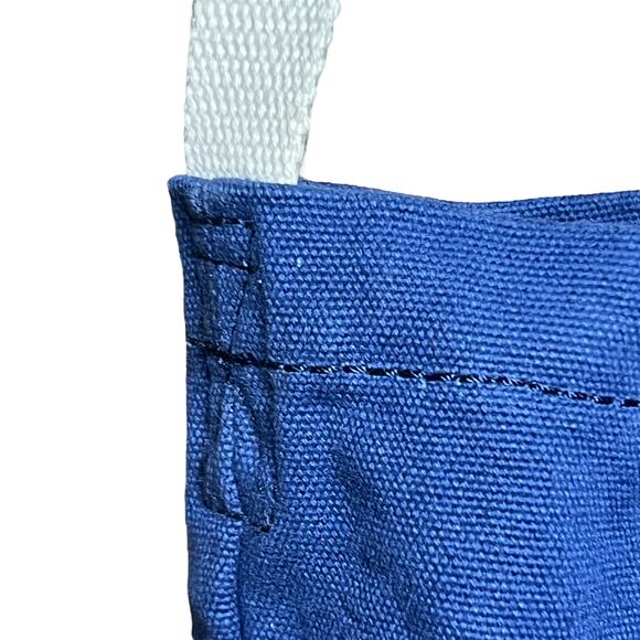 Lucky Brand Tote Bag Blue Canvas Crossbody Logo Leather Top Handles - Picture 10 of 11